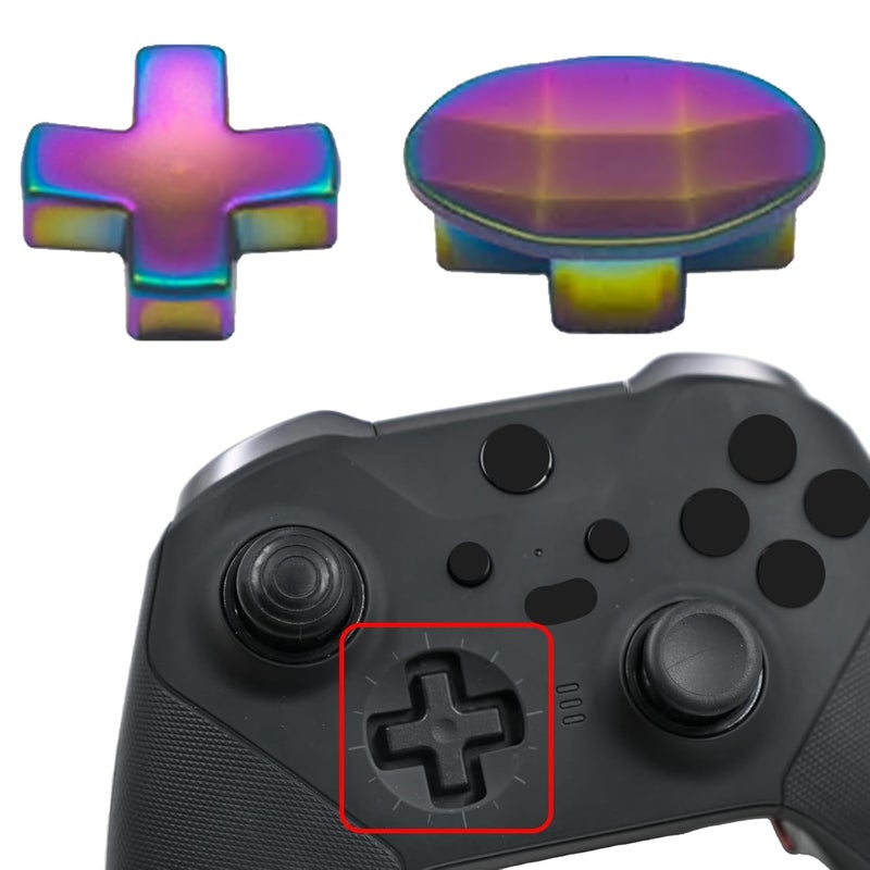 Anglepingping Store 2 Pack Metal D-Pads for Xbox One Elite Series 2 ,Standard D pad and Faceted D Pad Replacement Accessories for Xbox One Elite Series 2 Cord Controller(Rainbow) - Image 3